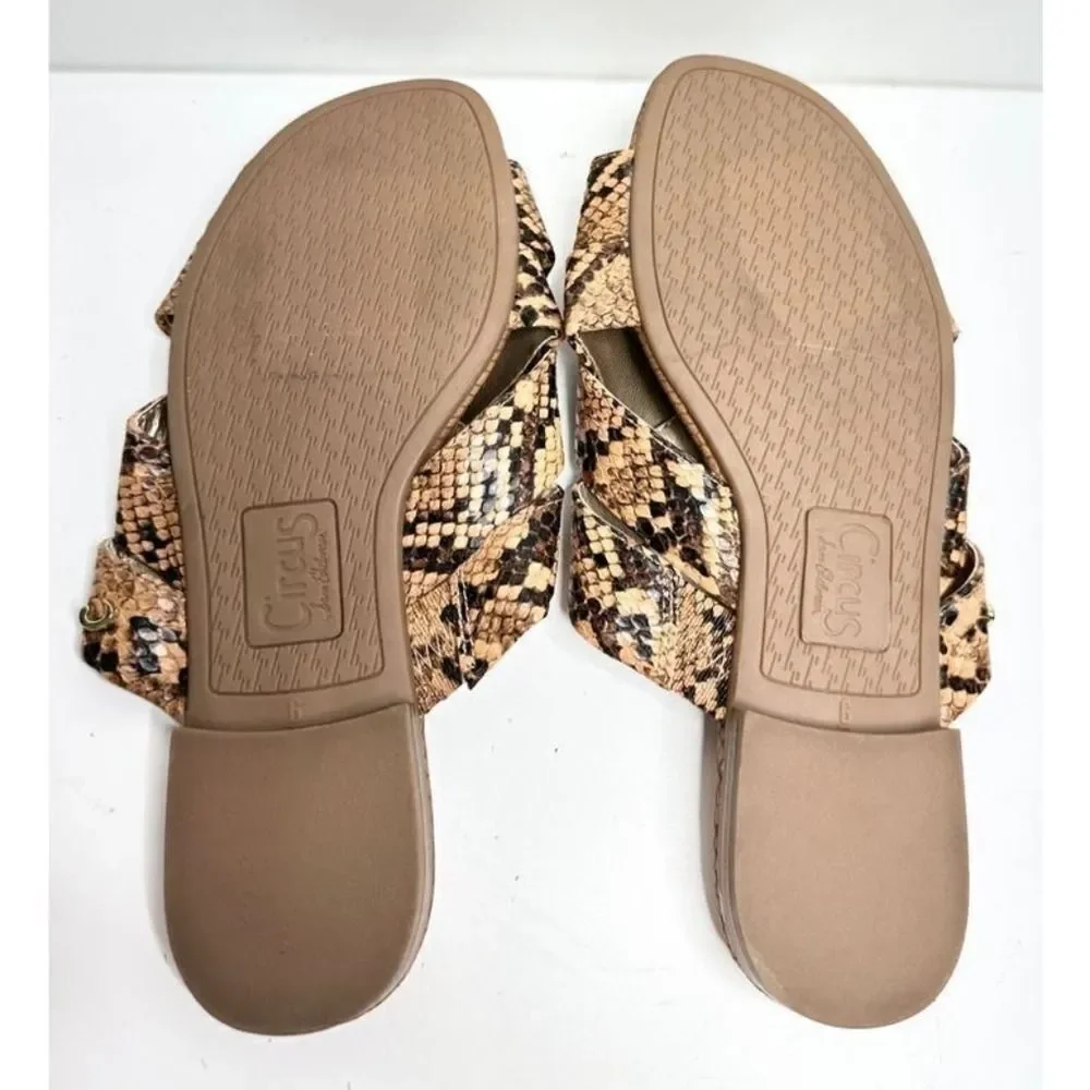 Circus‎ by Sam Edelman Snake Print Criss Cross Slides Sandals Size 6